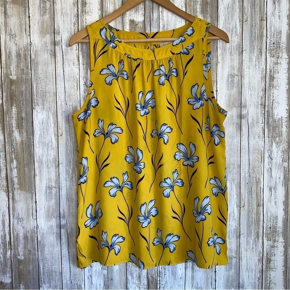 Loft Yellow Floral Sleeveless Blouse - Picture 2 of 5